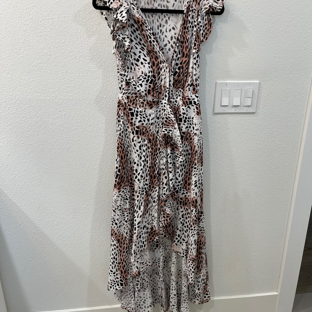 Beautiful leopard high low drape dress